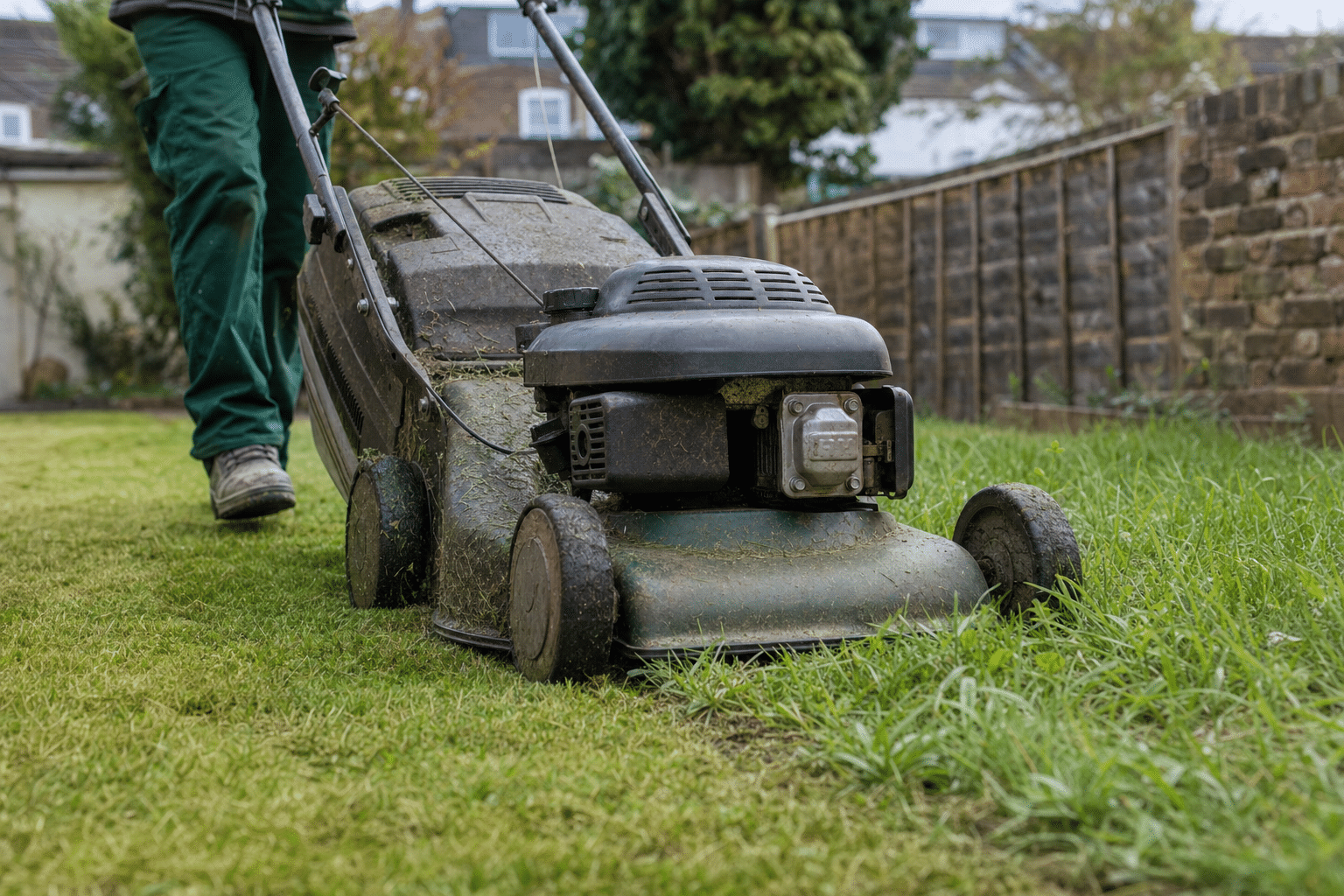 final cut of the year on a clay back lawn in Deptford SE8